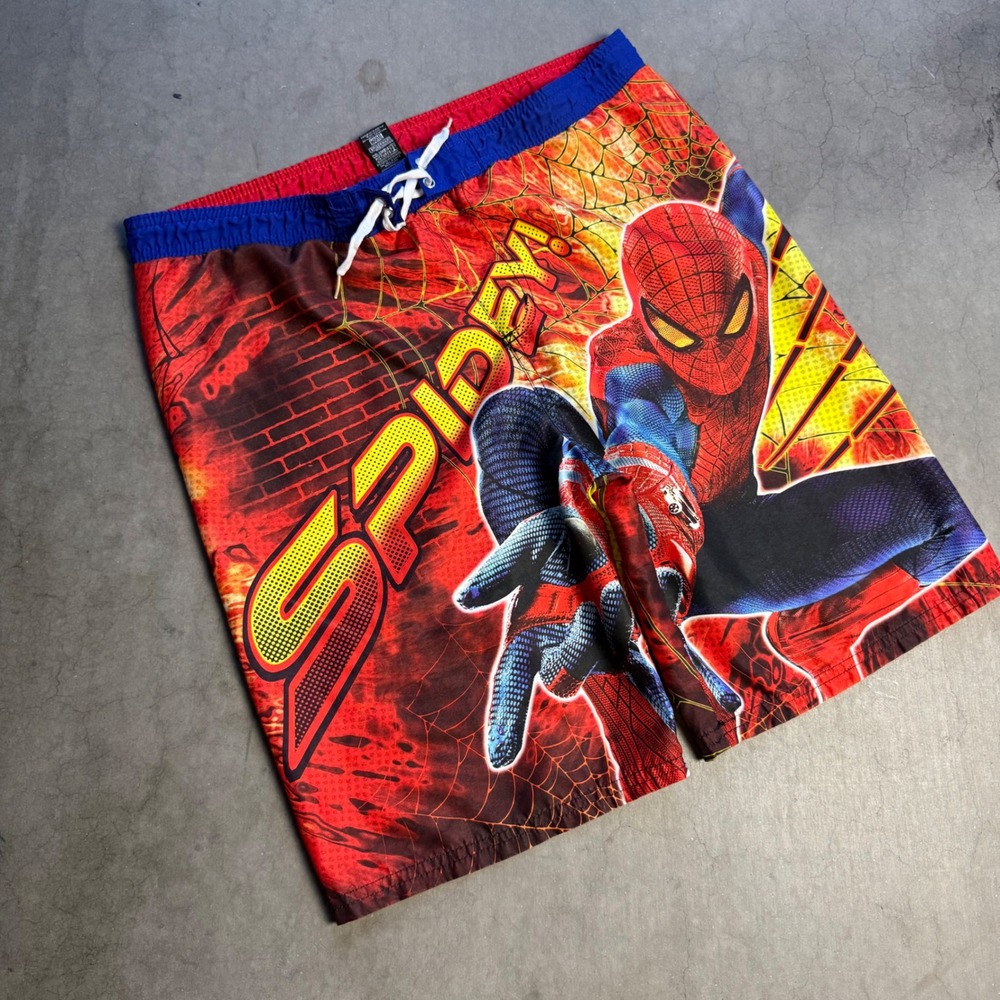 Marvel The Amazing Spider-Man Boys Swim Trunks Red Blue Graphic Size 14/16 L